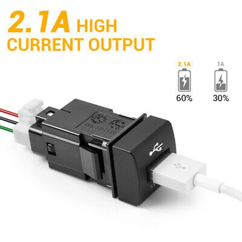 

Car Charger with Led Indicator Light Quick Charging Universal 2.1A USB Fast for Phone Tablet for Toyota 2018