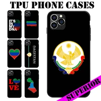 for iphone 6 7 8 s xr x plus 11 pro max se dagestan flag coat of arms heart map love theme soft tpu phone cases