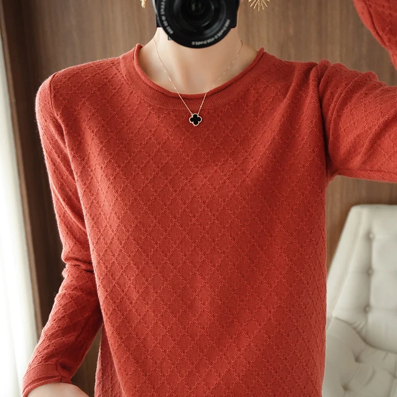 

2021 Autumn Winter New Ladies Sweater 100% Cotton Knitted Sweater Women Round Neck Pullover long sleeve O-neck bottoming shirt