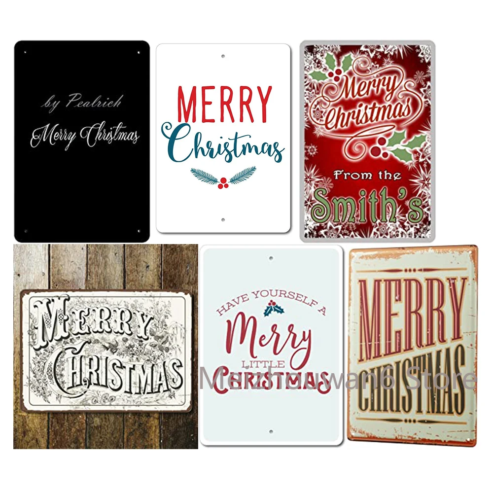 

Metal Tin Signs Merry Christmas Xmas Festive Poster Vintage Wall Plaque Home Decor for Indoor Outdoor Decorative Sign 8x12 Inch