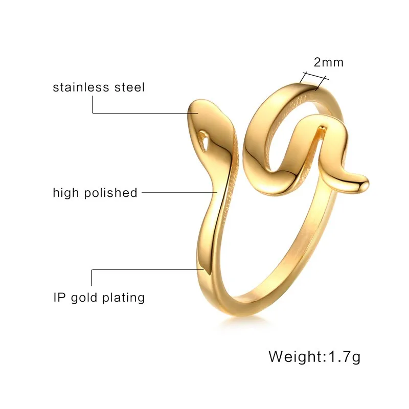 Женское кольцо из нержавеющей стали золотистое вечерние ЦО со змеей|serpent ring|fashion