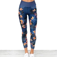 yoga pants printed leaves quick drying breathable fitness pants slimming hip raise leggings elastic gym workout tights