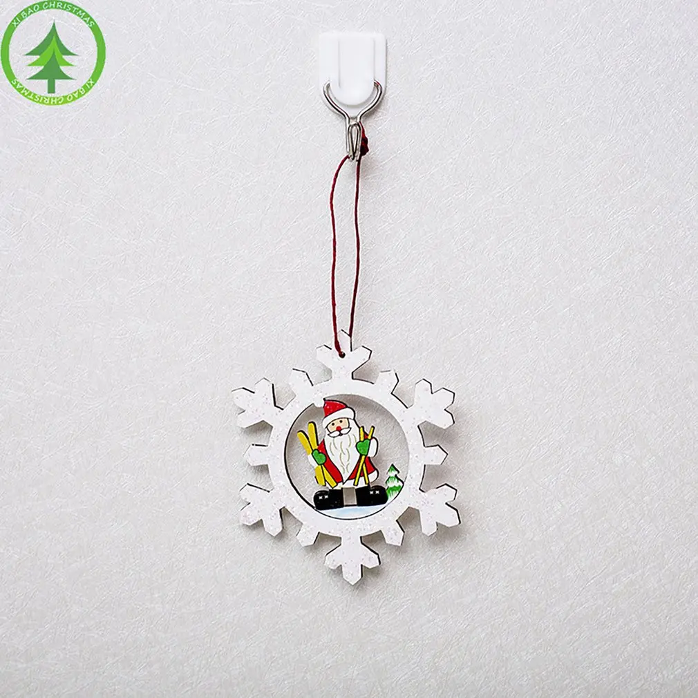 Рождественский Декор деревянные подвесные украшения Санта-Клаус снеговик
