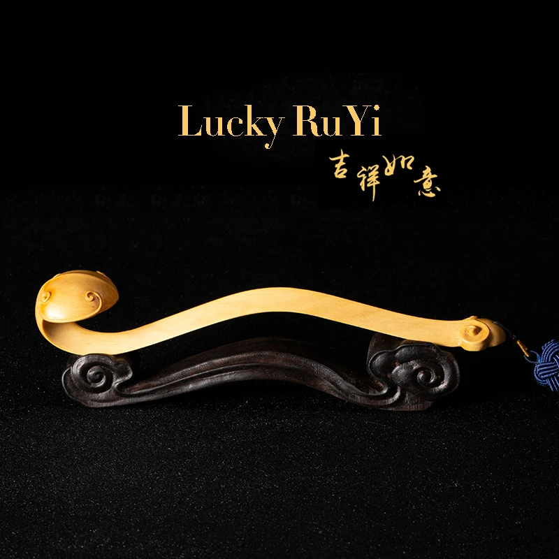 

Boxwood 10cm 21cm Ruyi Sculpture Chinese Buddhism Good Fortune Decorative Stick Home Decor