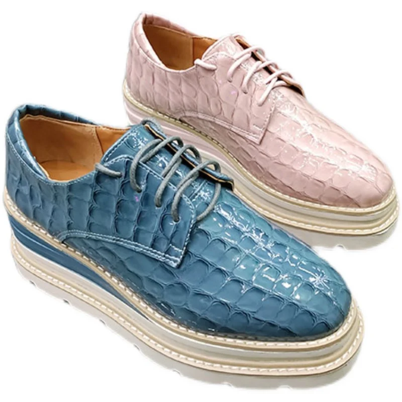 

Leather casual platform platform women's shoes 2020 summer new British style lace-up fashion trendy shoes single shoes