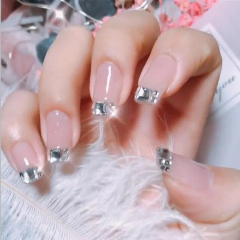 Круглые Серебристые Стразы для ногтей 12 коробок/комплект блестящие акриловые