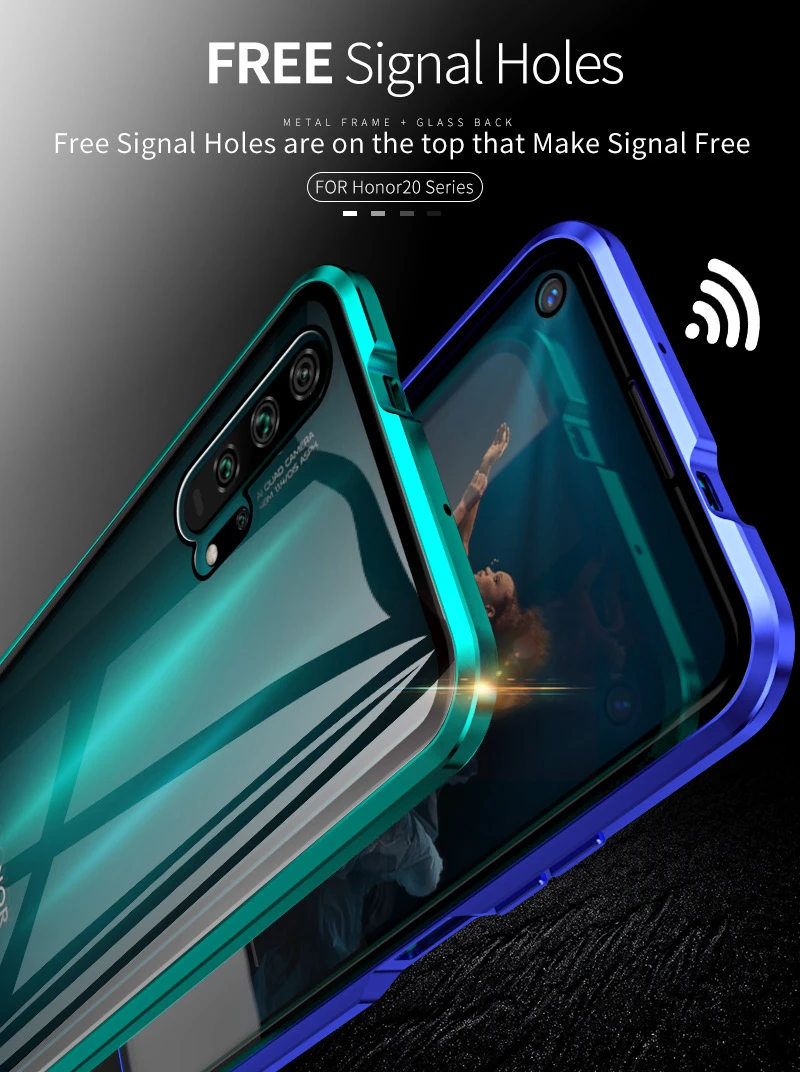 Роскошный Магнитный поглощающий металлический флип-кейс для huawei Honor 20 20i 20Pro Lite, чехол для телефона, двустороннее стекло Honor20 Pro i