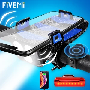 800lumen multifunction front led bike light usb rechargeable led bicycle light front lantern phone holder for bike accessories free global shipping