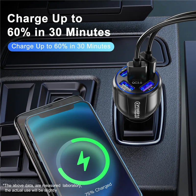 uslion 5 port fast charging car usb charger for xiaomi redmi note 10 pro quick charge 3 0 15a charger mobile phone charge in car free global shipping