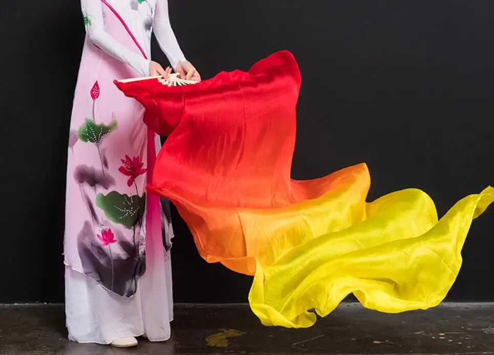 as picture New 4 Colors Gradient Belly Dance Silk Veil Kids Women Silk Dance Scarves Shawls Wraps 120cm 180cm Wholesale - Цвет: as picture