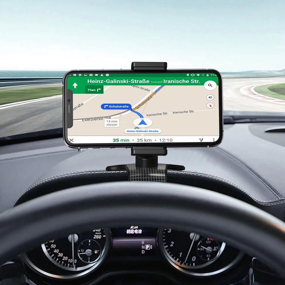 Car Phone Mount 360 Degree Rotation Dashboard Cell Phone Holder for Car Clip Mount Stand Suitable for 4 to 7 inch Smartphones