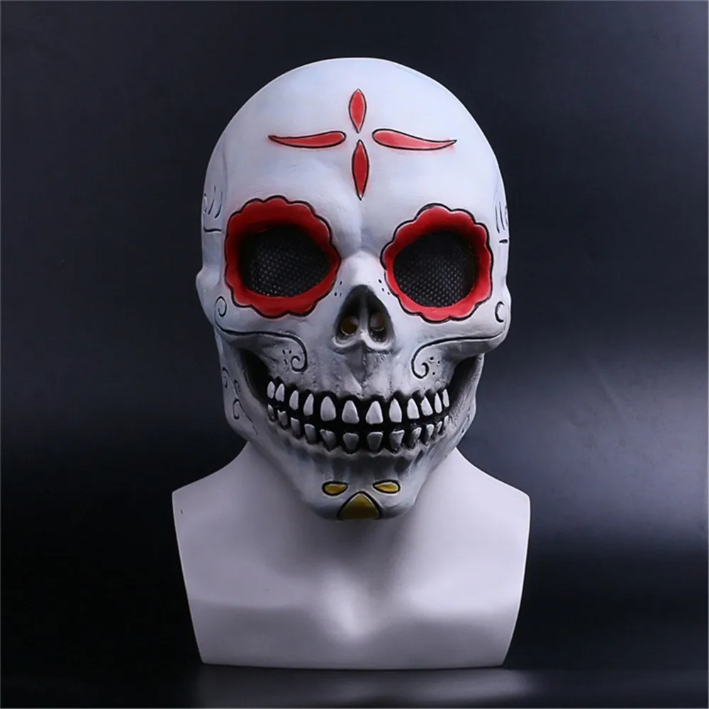 Череп Скелет клоун косплей маска маскарад страшный полный лицо зомби призрак