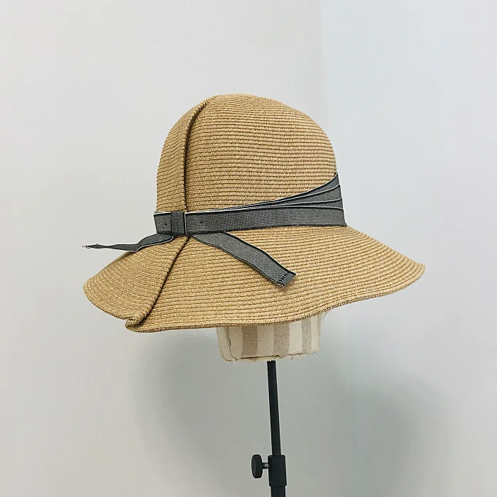 

202103-xuxu new japan style summer fine paper grass fold big bowknot beach holiday lady sun cap women leisure hat