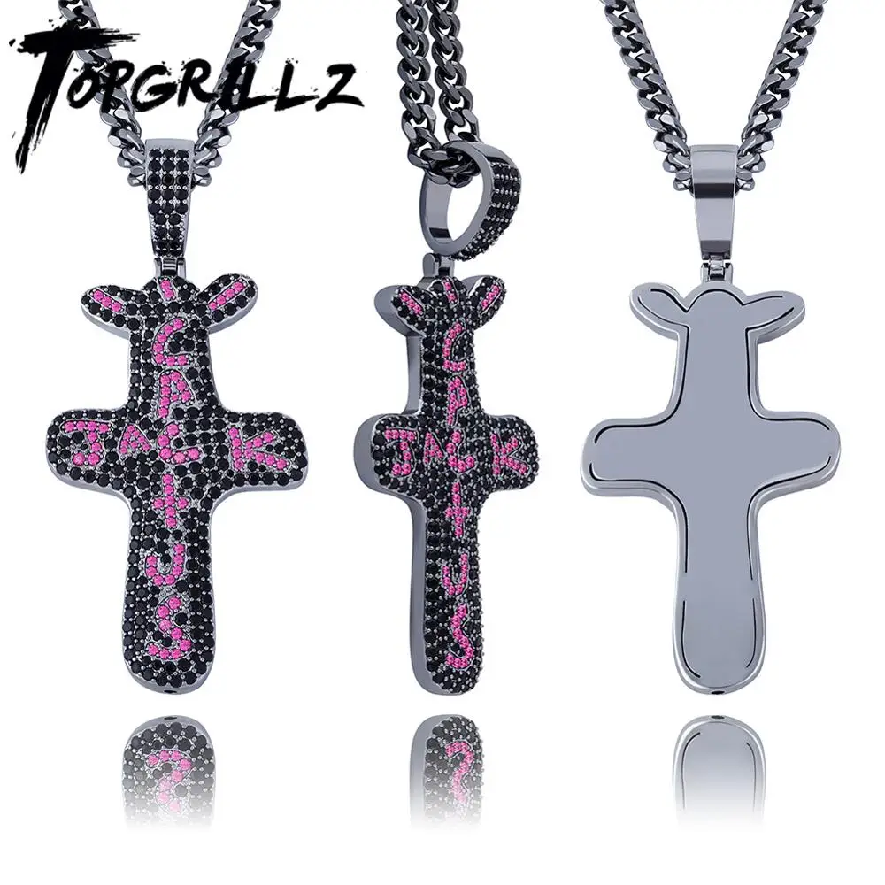 Ожерелье TOPGRILLZ с подвеской в виде черного кактуса и Джека кубический циркон стиле