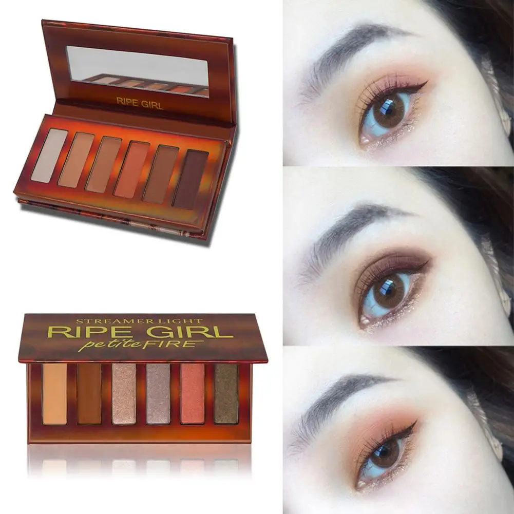 Палитра теней для век 6 цветов Шиммер природный цвет тыквенный стойкие тени пудра
