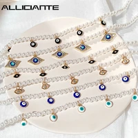 fashion turkish evil eye beaded necklace for women boho bead choker imitaion pearl necklaces femme aesthetic jewelry 2022 new