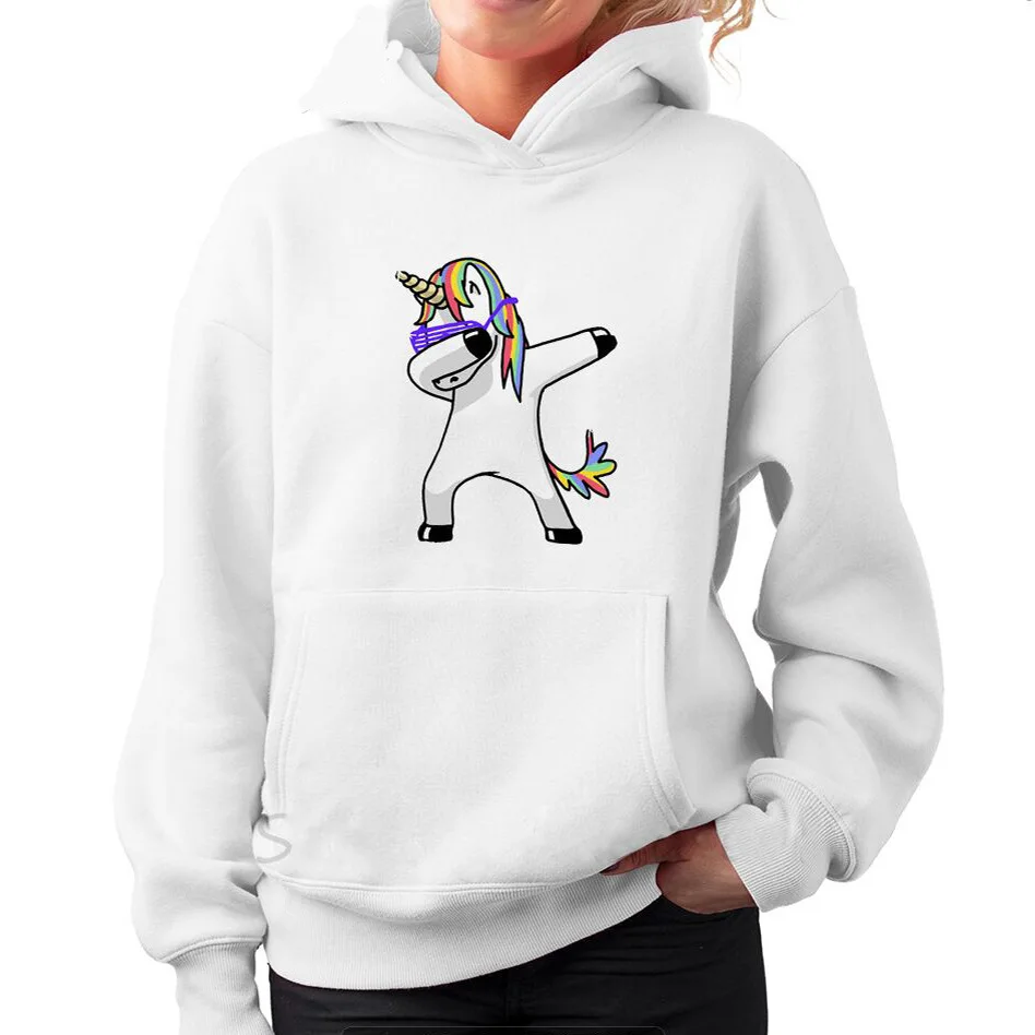 

punk fashion cartoon unicorn casual woman sweatshirt chic hooded long sleeve pullover female hoodies hot sales plus size XL M