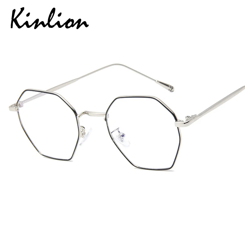 Kinlion Metal Polygon Eyeglasses Frame Women Irregular Vintage Mens Glasses Frame Fashion Designer P