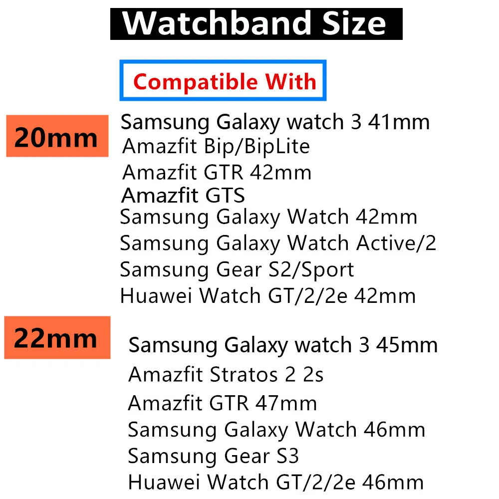 Samsung Galaxy Watch 3/46 /42 /active 2/46 Gear s3 Frontier/S2/Sport,   Huawei GT 2/2E, 20  22