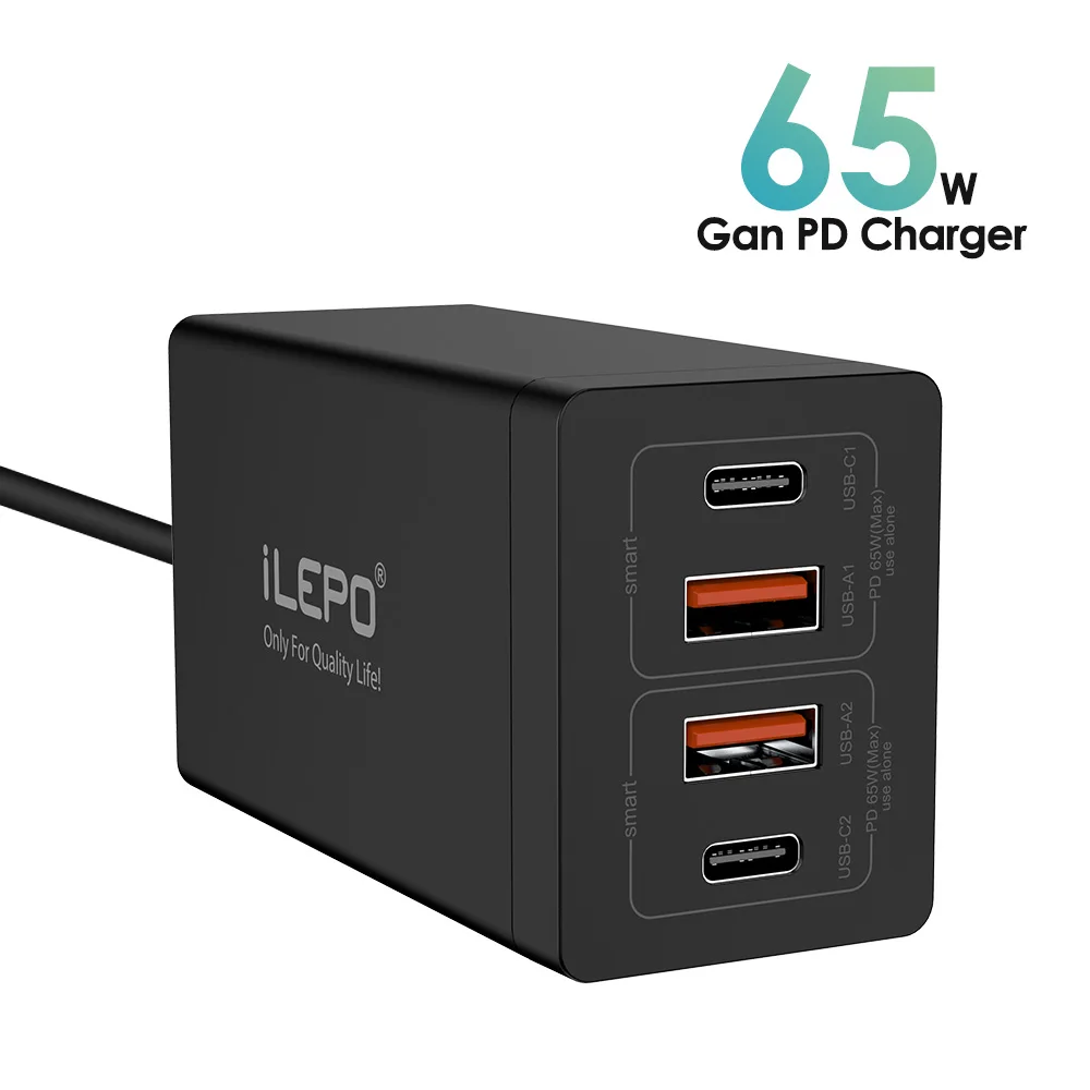

Зарядное устройство iLEPO, 65 Вт, PD QC3.0 для MacBook Pro iPhone 13 12 HUAWEI Samsung Type-C