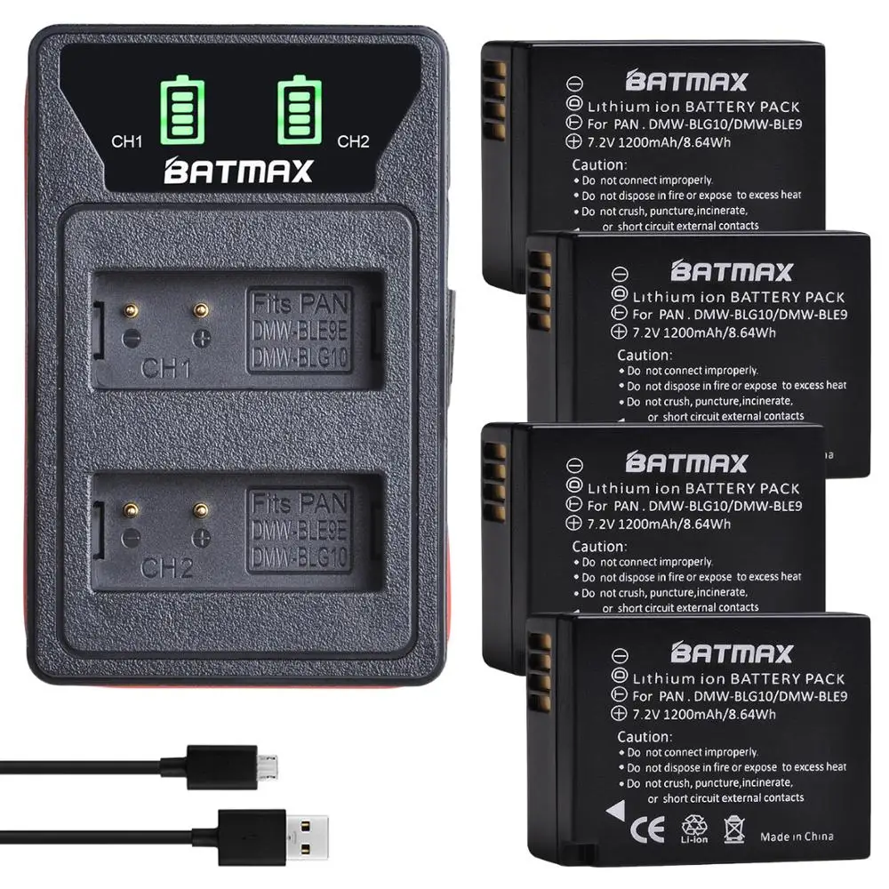 DMW-BLG10 аккумуляторов DMW BLG10 BLG10e BLE9 2 шт. + светодиодное встроенное зарядное