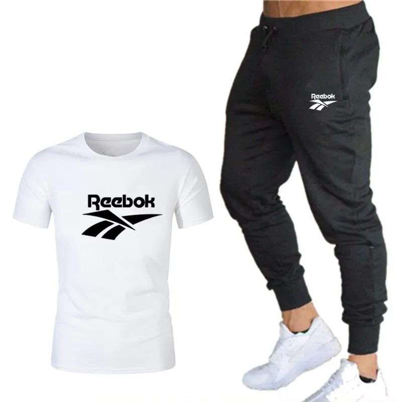 

2021 Summer Leisure Brand Men's Suit Track Suit Sportswear Short-Sleeved Suit Men's Sportswear Short-Sleeved T-Shirt 2-Piece Set