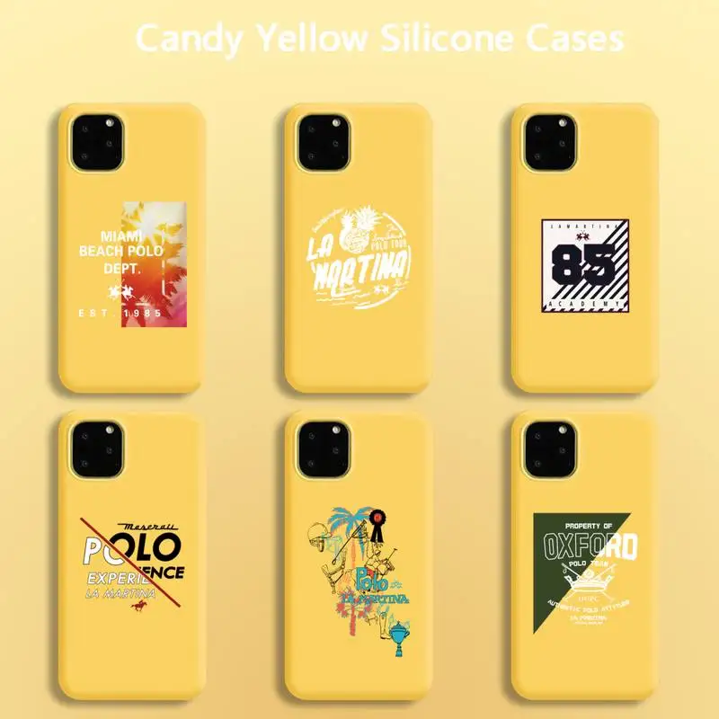 

La Martinas Poloo Phone Case For IPhone 11 Pro 12 Pro Mini 8 7 6 6S Plus X 5S SE 2020 XR XS MAX Candy Yellow Silicone Cases