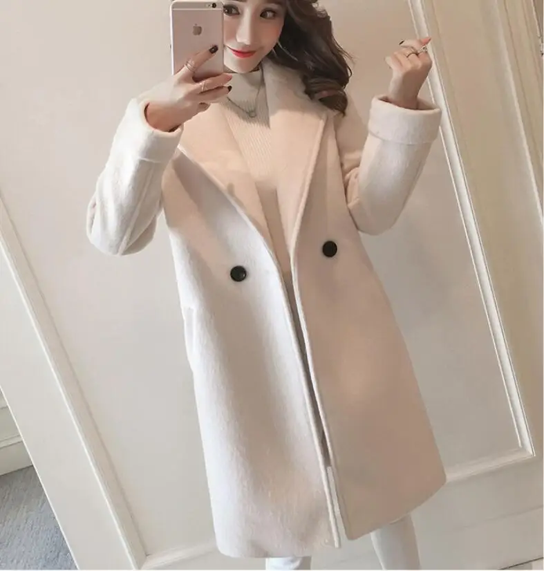 M-2xl Большие размеры Многоцветный Шерстяное пальто Новинка Для женщин женский