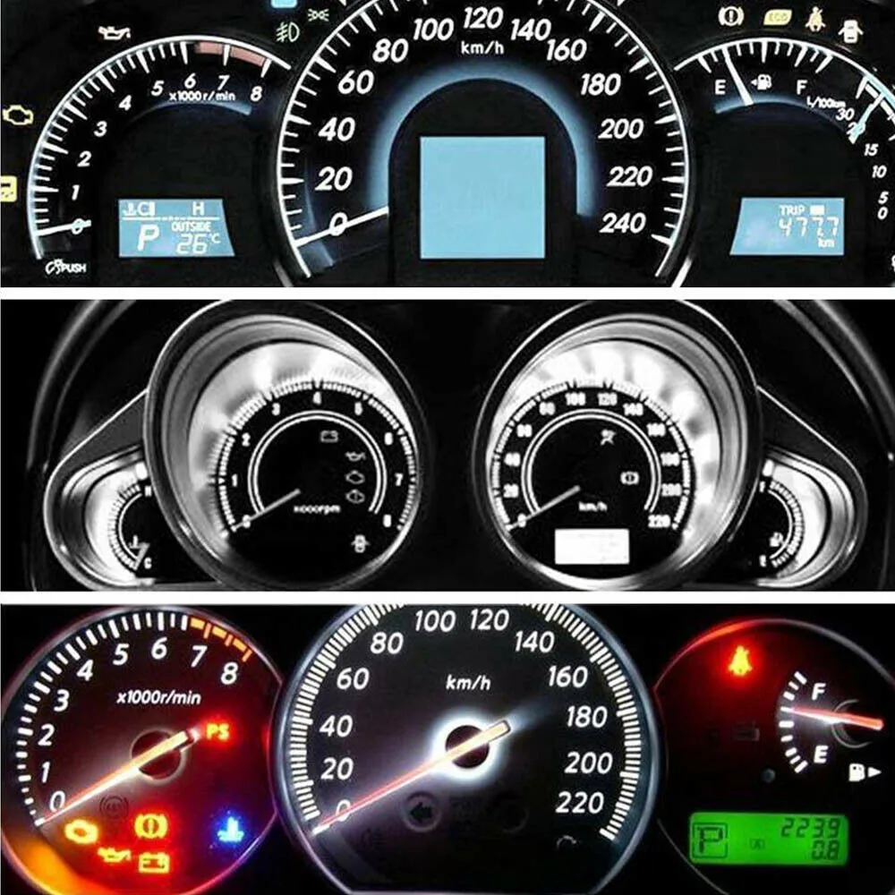 

10pcs LED Light 12V 18mm 6000K Dashboard T5 3014 SMD Warning Instrument