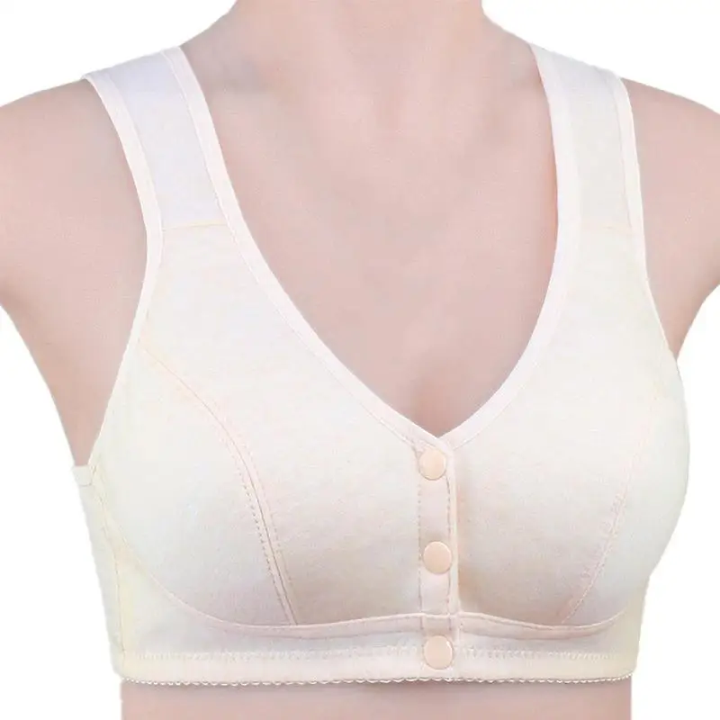 

Women Comfortable Soft Cotton Front-Close Bralette Big Size Bra Large Size Middle Age Women Everyday Casual Wear Bra Sujetador