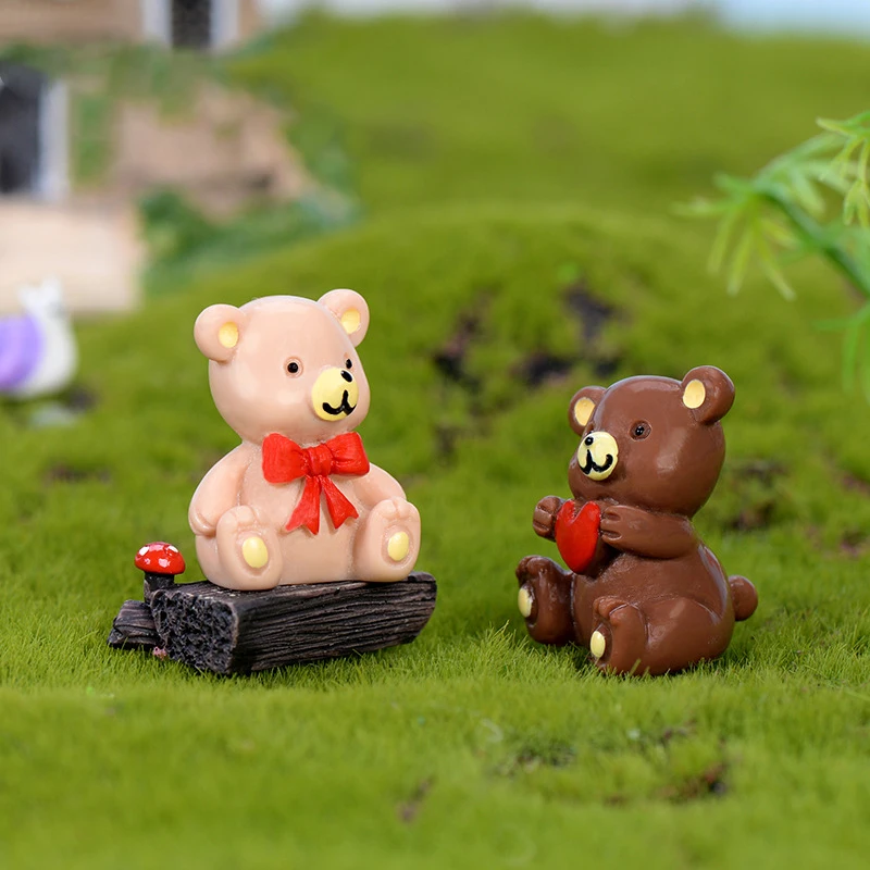Милый медвежонок из смолы черный эльф Ремесло Украшение для сказочного сада