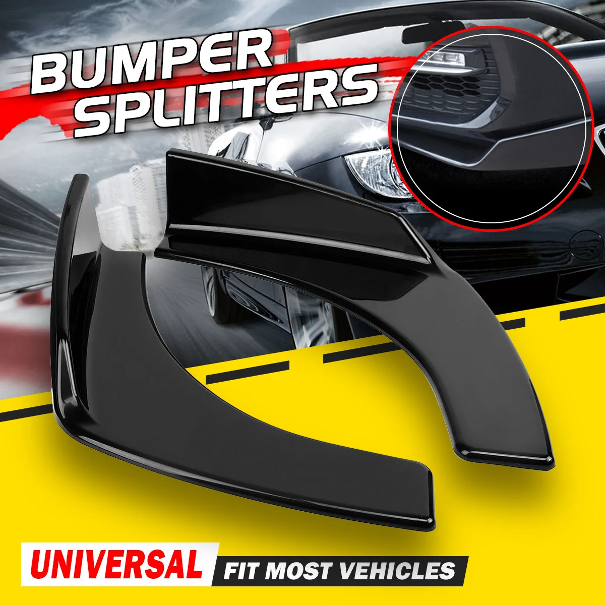 2х черный Универсальный Автомобильный передний бампер дефлектор для губ