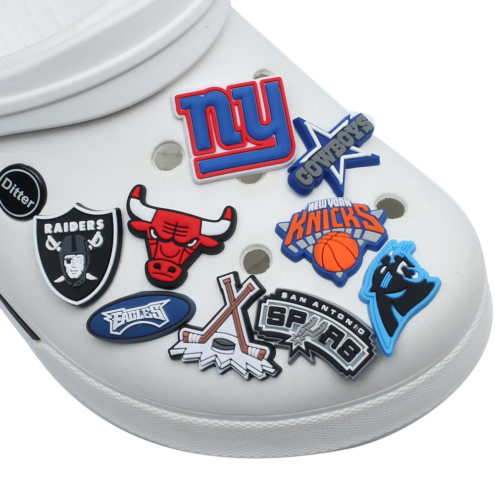 Одиночная распродажа 1 шт. ПВХ логотип команды регби подвески для обуви пряжки