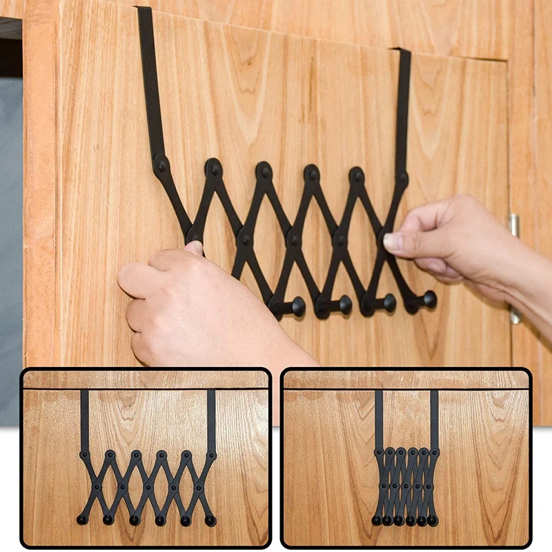 

Over the Door Hook Organizer Rack, Retractable Metal Coat Hanger Door, Space Saving, Durable and Rust Resistant 2 Packs