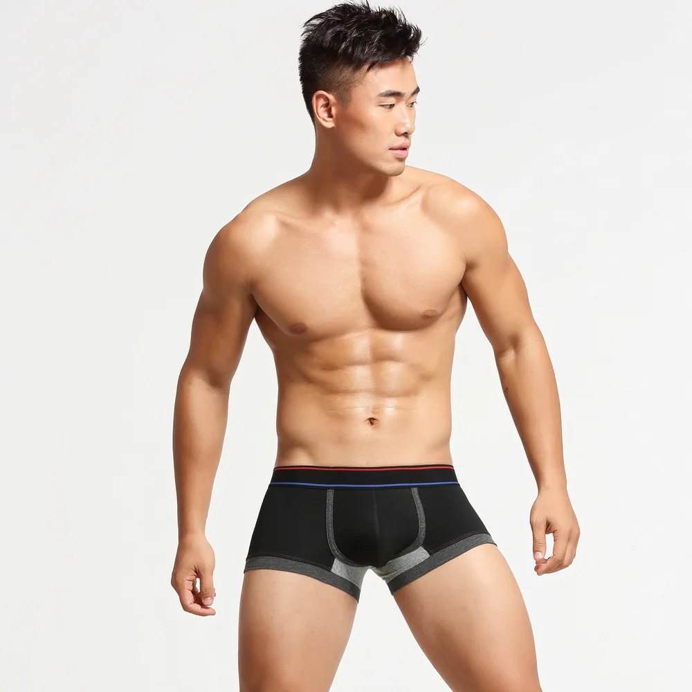 Мужские трусы боксеры с принтом черные мягкие из хлопка сексуальное нижнее белье