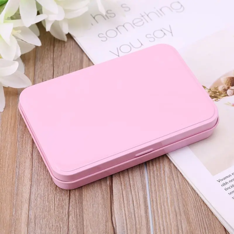 

Pink Organizer Case Small Metal Storage Box For Currency Money Candy Key Eye Shadow Portable