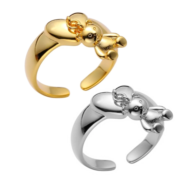 

Cute Cartoon Mini Bear Rings Ins Style Korean Style Alloy Material for Ladies Women Golden/Silver 2 Colors Rings Jewelry