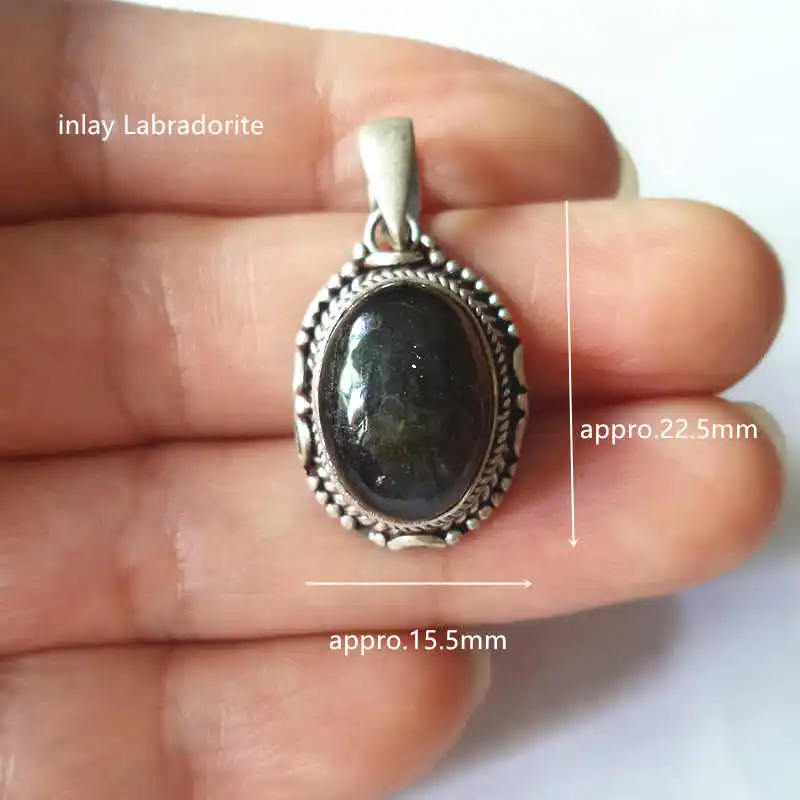 3. Labradorite 5.8g Непальские ручные 925 серебряные ювелирные изделия, инкрустированные натуральным полудрагоценным камнем, милые Амулеты с несколькими бусинами T9025 - Окраска металла: 3. Labradorite 5.8g