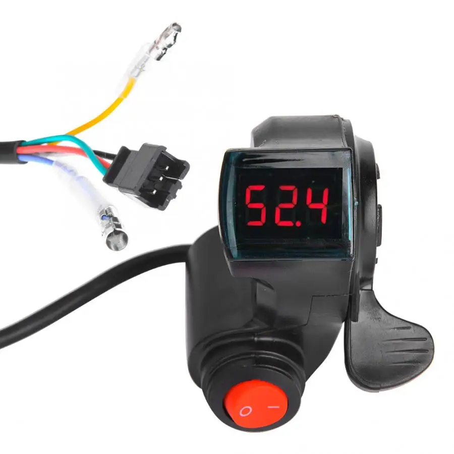 E-Bike Thumb Throttle Voltage Display Switch Handle Finger Throttle E-bike Electric Bicycle Vehicle 12V to 99V Thumb Throttle