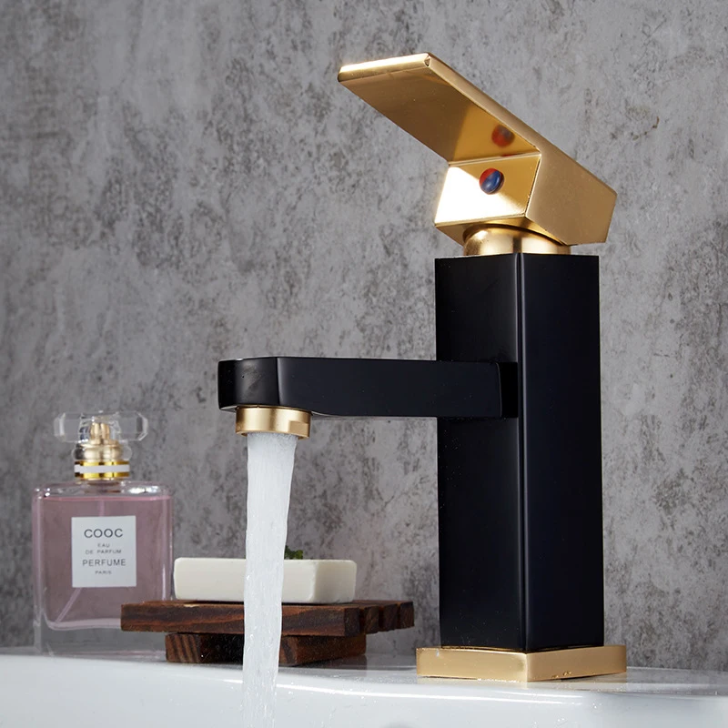 Роскошный квадратный алюминиевый смеситель для раковины в ванной комнате кран