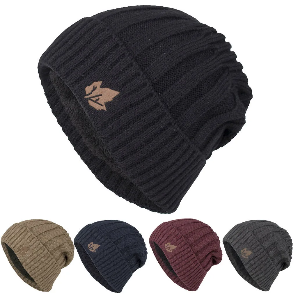 Вязаные шапки Зимние новые модные трендовые головные уборы однотонная шапка с