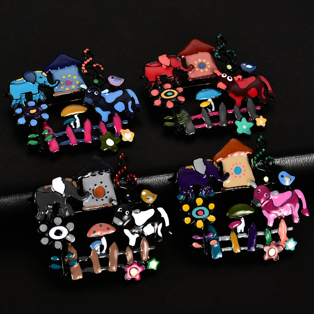 2019 Cring coco Новое поступление корова дом Цветок Птица слон любимый брошь блузка и