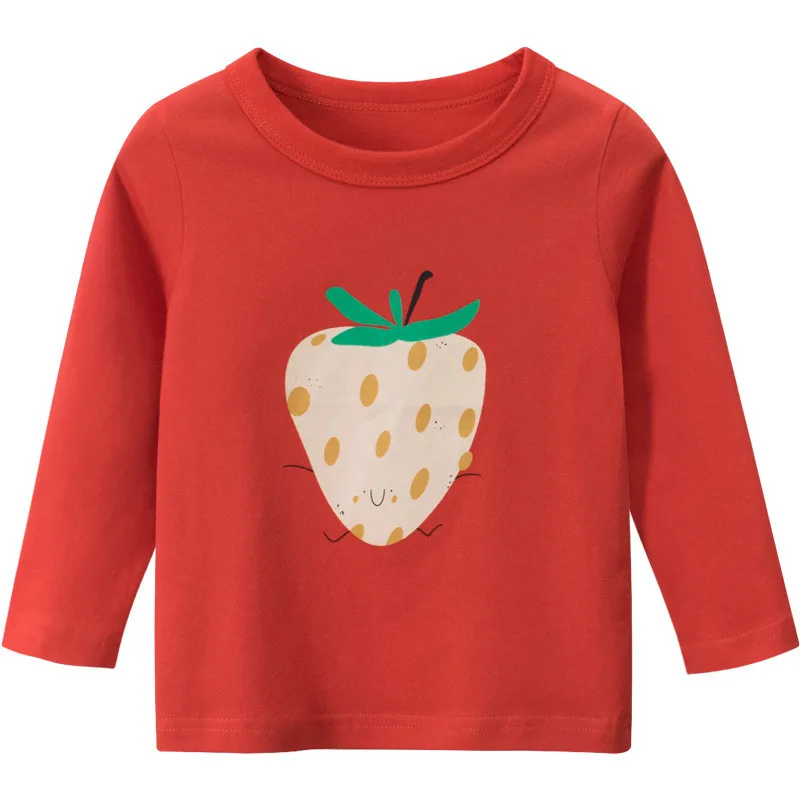 

baby girl clothes Cotton Child top Autumn Cute child red Long-Sleeve T-Shirt kids top Cartoon Strawberry children's Spring top