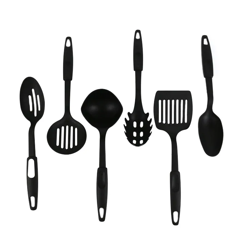Black 6pcs/set Kitchen Utensils Set Non-stick Kitchenware Cooking Tools Spoon Soup Ladle Spatula Shovel Gadget Accessories | Дом и сад