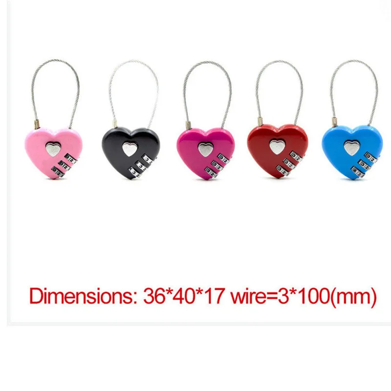 1 шт. 4 цвета замок с паролем в виде сердца изысканный трос сменная комбинация