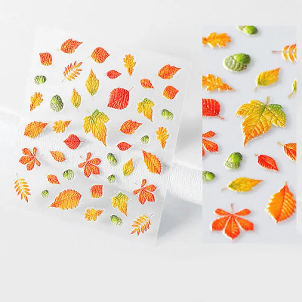 leaf 1 шт 5D Рельефный цветок лист наклейки для ногтей изысканные самоклеющиеся наклейки Экологичные DIY Декор ногтей Аксессуары для маникюра - Цвет: leaf