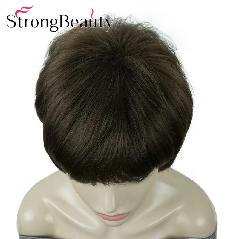 StrongBeauty короткие прямые парики мягкие волосы слоистые локоны Омбре блонд/Красный синтетический парик