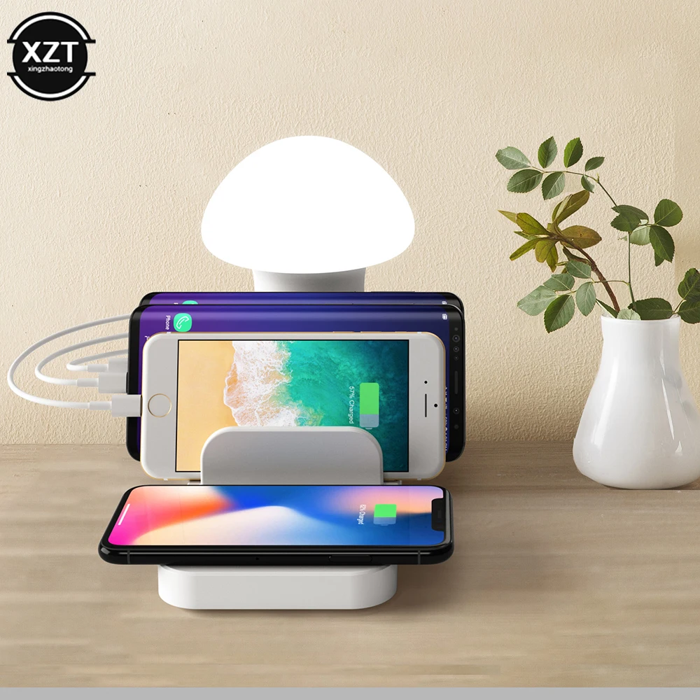 Фото Беспроводное зарядное устройство USB Qi для Iphone X XR 8 11 Pro Max, док-станция для быстрой зарядки 3,0, зарядное устройство для Samsung S10, Huawei, 30 Вт №4