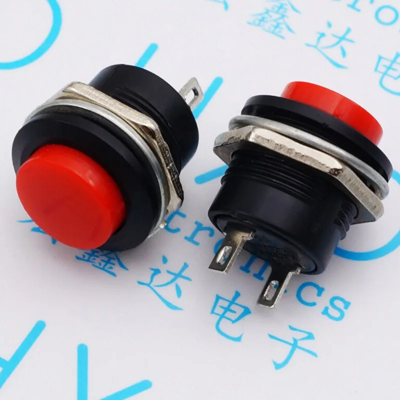 

50PCS / Red/green R13-507 16MM Self-reset key switch, circular non-self-locking button, jog switch