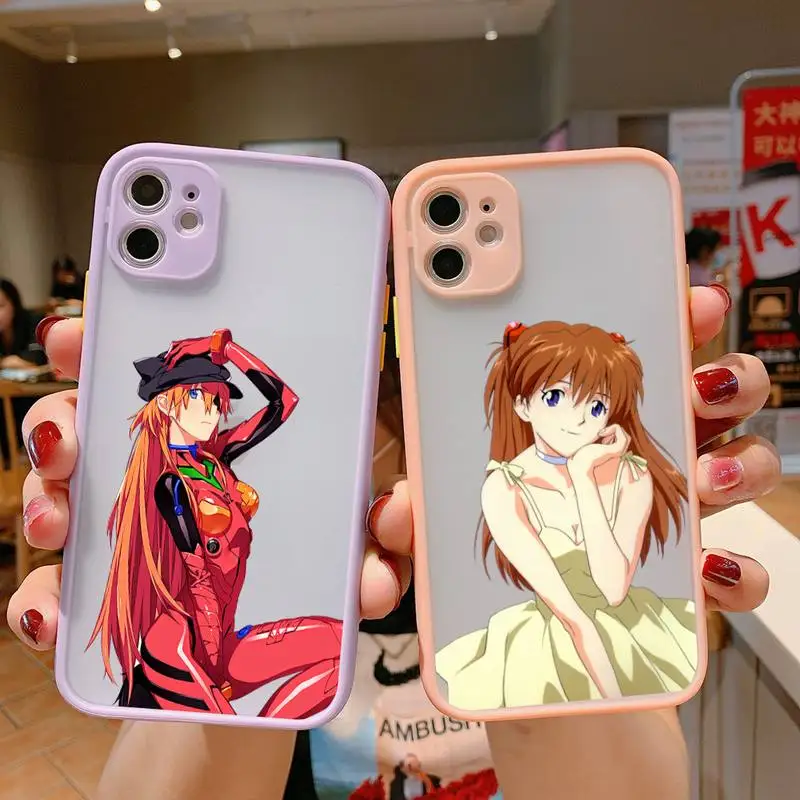 

Evange-lion Matte Bumper Phone Case For iphone12 11 Pro Max X XS Max XR 7 8 Plus 12mini Translucent Matte Shockproof Cover